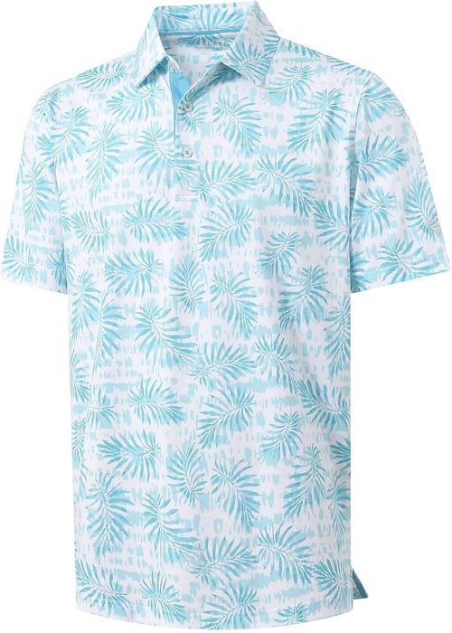 M MAELREG Men's Golf Polo Shirt - Short Sleeve Moisture-Wicking Performance with Stylish Print Patterns