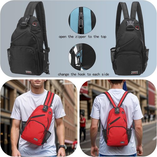DTGN Convertible Sling Bag | Crossbody Backpack for Hiking & Travel - 8.5"x15" - White
