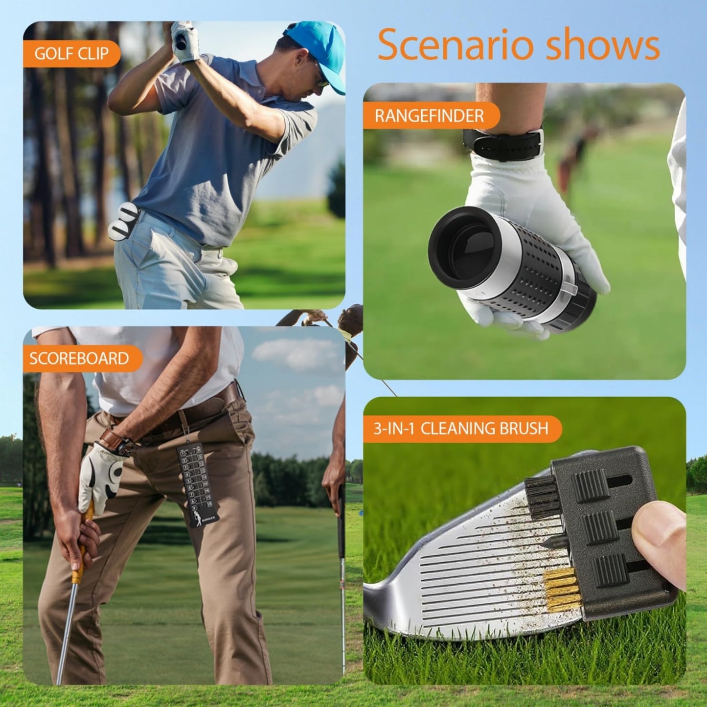 Golf Gift for Men Women, Premium Golf Accessories Kit with Rangefinder, Golf Balls, Tees, Brush, Ball Clamp, Multifunction Repair Knife & Leather Case, Golf Gift Set for Beginners and Pros