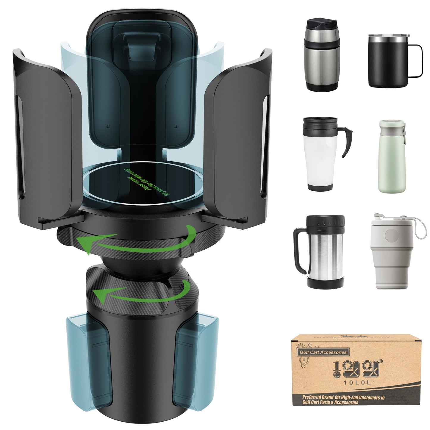 10L0L Upgraded 64oz Large Cup Holder Expander for Car, Expandable Cup Holder Adapter with Adjustable Base, Universal Compatible with Yeti, Hydro Flasks, Owala, Other Big Bottles Mugs Drinks