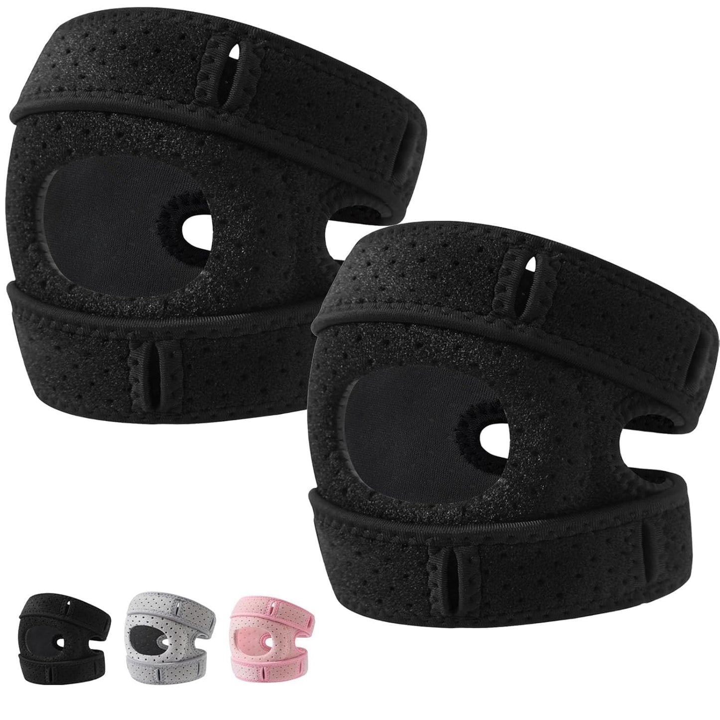 Ufimcit Knee Brace,2PCS Knee Brace for Women Men,Pain Relief Adjustable Patellar Tendon Support Sleeves Brace Knee Joint Strap for Hiking,Tennis,Arthritis,Running,Football(Black)