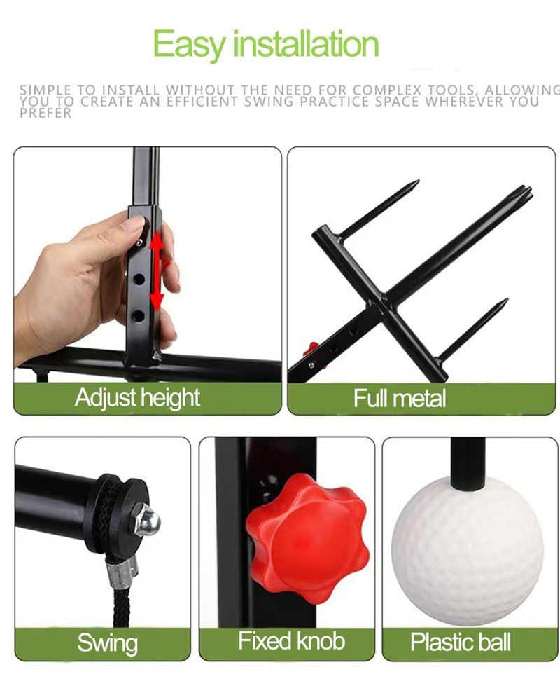 Miaimther Golf Swing Trainer for Kids & Youth | Durable Aluminum Practice Hitting Aid with Height Adjustment | Includes Replacement Balls | Ideal Golf Training Accessories for Beginners