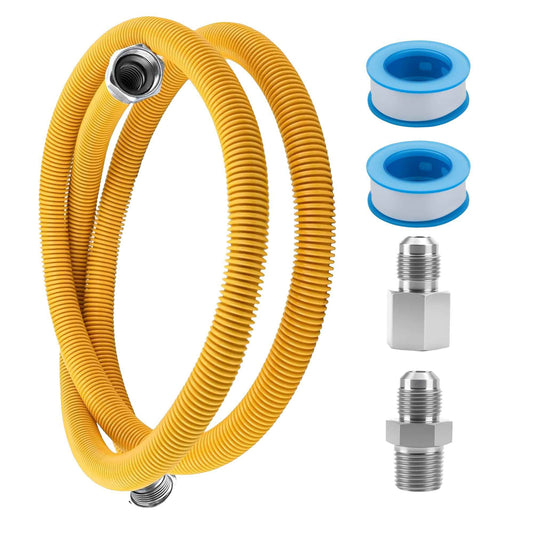 48" Flexible Gas Line Hose - Compatible with Dryer, Stove, Range & Water Heater | Stainless Steel Gas Range Connector Kit | 5/8" OD Line(1/2" ID) with 1/2" FIP & 1/2" MIP Fittings by TOMOON