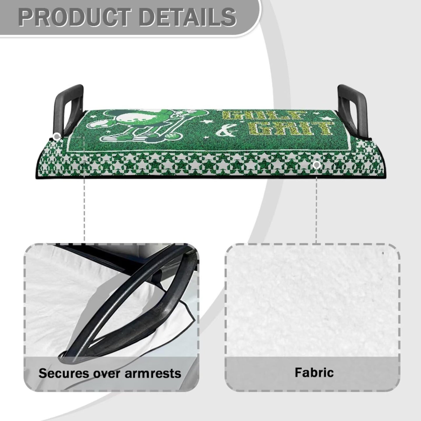 Suobstales Golf Star Grass Print Golf Cart Seat Covers, Golf and Grit Design Golf Cart Seat Towel/Blanket, Easy Install and Clean, Protect Your Golf Car Seat for All Seasons