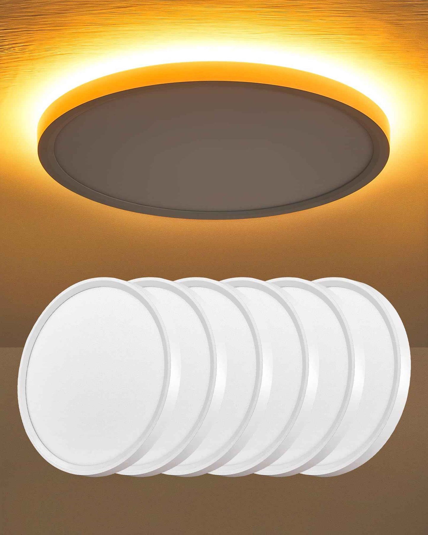 YELIOLED 6 Pack of 12 Inch LED Flush Mount Ceiling Light Fixture with Night Light, 24W 2400LM, 3000K/4000K/5000K 3CCT Selectable, Dimmable Wired LED Ceiling Lights for Bedroom,White