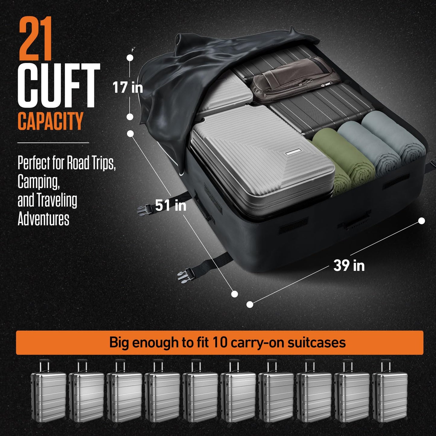 VENTURE 4TH Rooftop Cargo Carrier - 21 Cu Ft, Soft-Shell, Waterproof