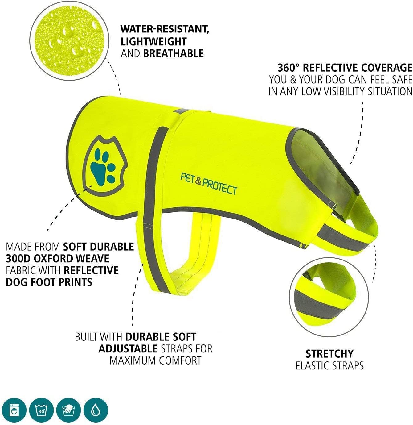 Reflective Dog Coat by [Brand Name] - High-Visibility Safety Vest for Walking & Training | Sizes for Small to Large Breeds (16-130 lbs)