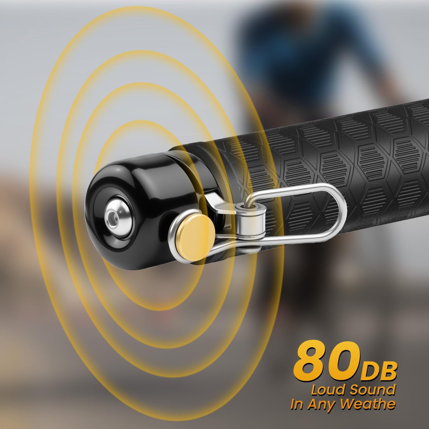 Bar End Bike Bell - 80dB Loud Aluminum Handlebar End Plug Bell for Road & Mountain Bikes, Fits 18-25mm Bars, Lightweight (1.85 oz), Waterproof Bicycle Bell - Black