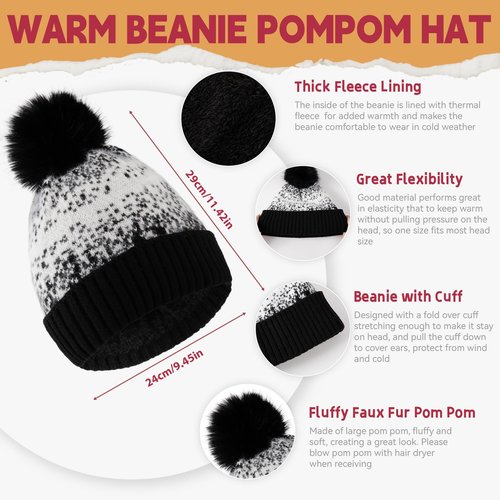Bodvera Womens Winter Beanie Hat Scarf Gloves Fuzzy Socks 4 In 1 Set Thermal Fleece Knitted Hat Warm Long Scarf Cold Weather
