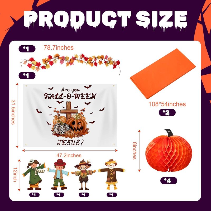 Suncalla Halloween Religious Christian Trunk or Treat Car Decorations Autumn Fall Are You Fall-o-ween Jesus Scarecrow Archway Garage Decor for Car Archway Trunk Exterior Halloween Party Supplies Decor