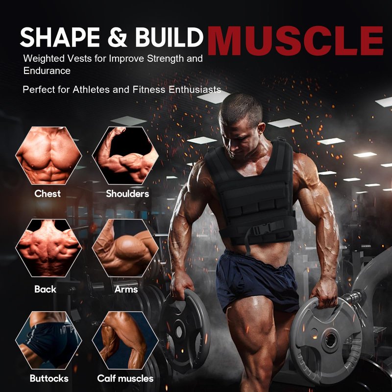 35LBS / 16PCS Iron Weights Adjustable Weighted Vest Men, Weight Vest for Men with Cell Phone Armbands,Weighted Workout Vest for Functional Training, Bodyweight Training, for Man and Women