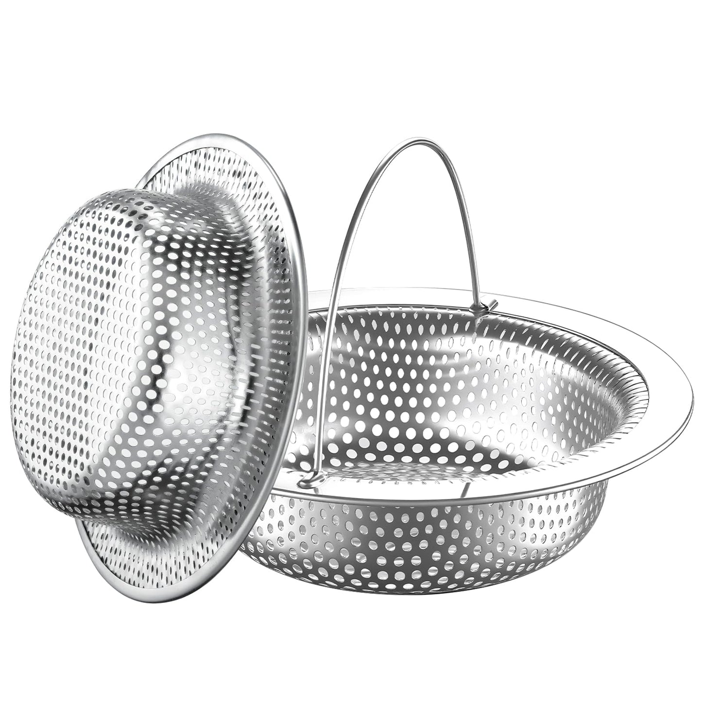 2 Pack 4.5" Kitchen Sink Strainer with Handle,Stainless Steel Sink Drain Strainer Basket, Kitchen Food Catcher for Sink Drain, Anti-Clog Design, Fast Flow, Dishwasher Safe.