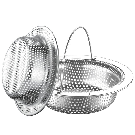 2 Pack 4.5" Kitchen Sink Strainer with Handle,Stainless Steel Sink Drain Strainer Basket, Kitchen Food Catcher for Sink Drain, Anti-Clog Design, Fast Flow, Dishwasher Safe.