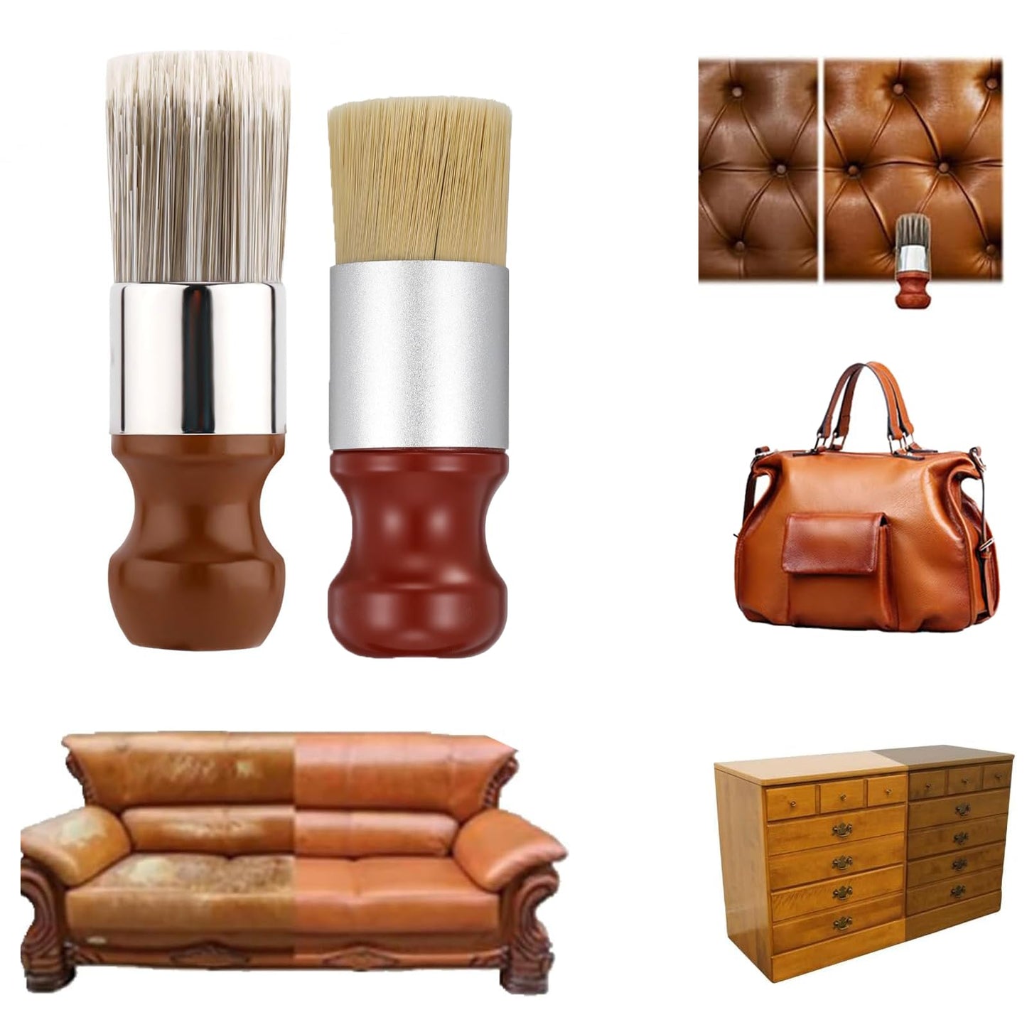 2pcs Salve Brush for Furniture, Wood Furniture Brush Repair Durable Salve Brush for Leather 2025 New Leather Furniture Salve Brush Set for Furniture Car Seats Jackets Shoes