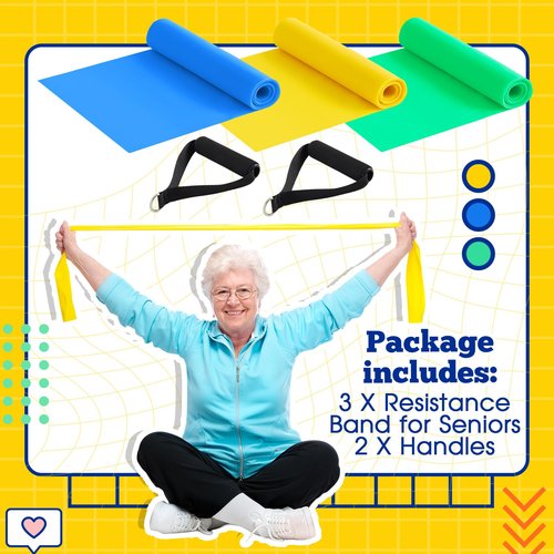 3 Pcs Resistance Band with Handles Chair Exercise Equipment for Seniors Physical Therapy Band Gifts for Elderly Women Rehab, Physical, Grandma, Grandpa