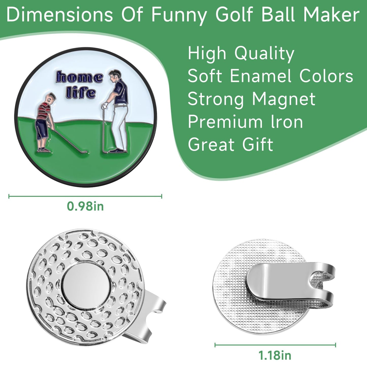 Jecten Funny Ball Marker Hat Clip, Magnetic Enamel Golf Ball Markers for Putting Green, Golf Ball Marker with Magnetic Hat Clip, Unique Gift for Golf Lovers