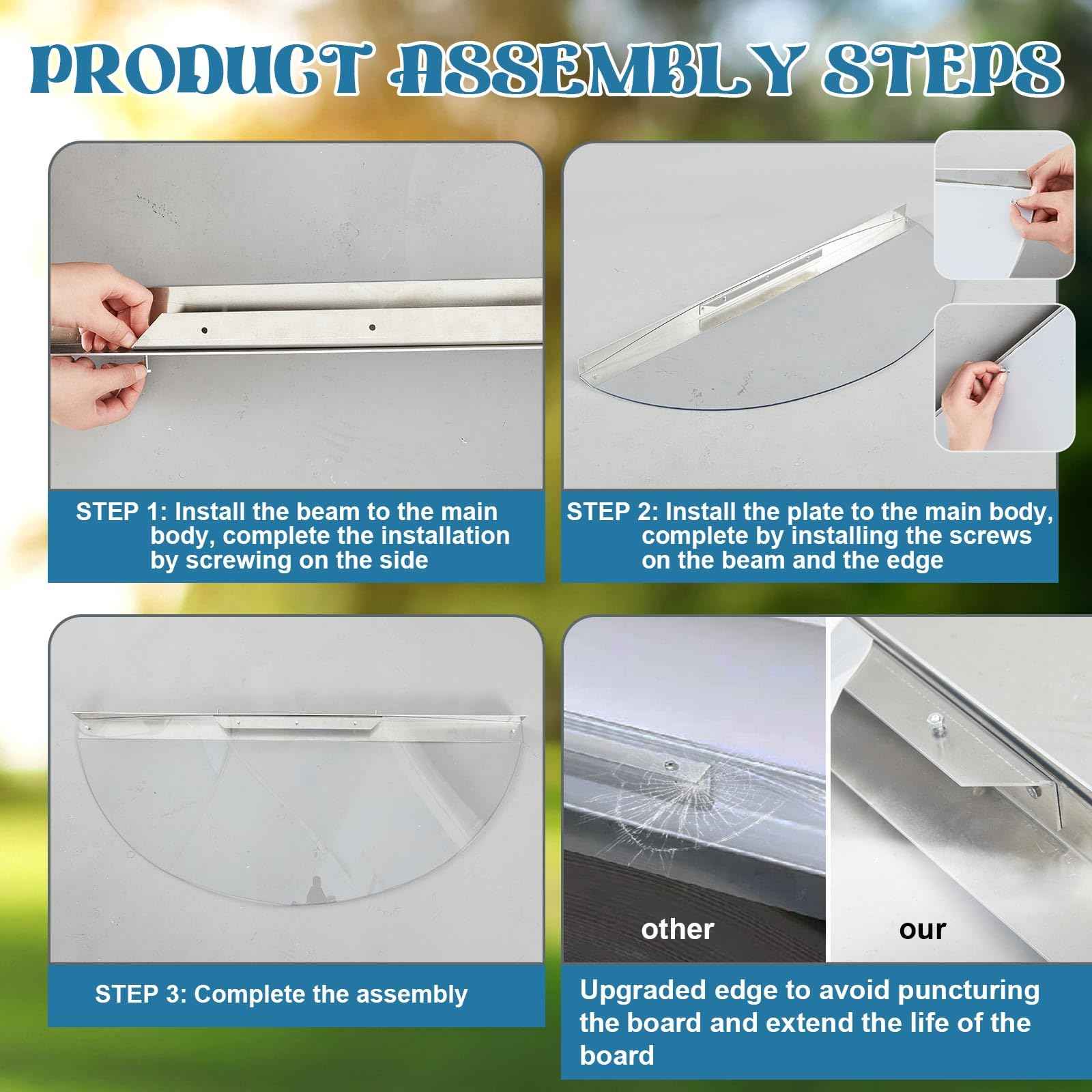 42" W x 17" L Sloped Heavy Duty Egress Window Well Covers with Rust-free Aluminum Bracing UV Resistant Clear Elongated Polycarbonate Basement Outside Window Cover Against Debris for Garden Yard