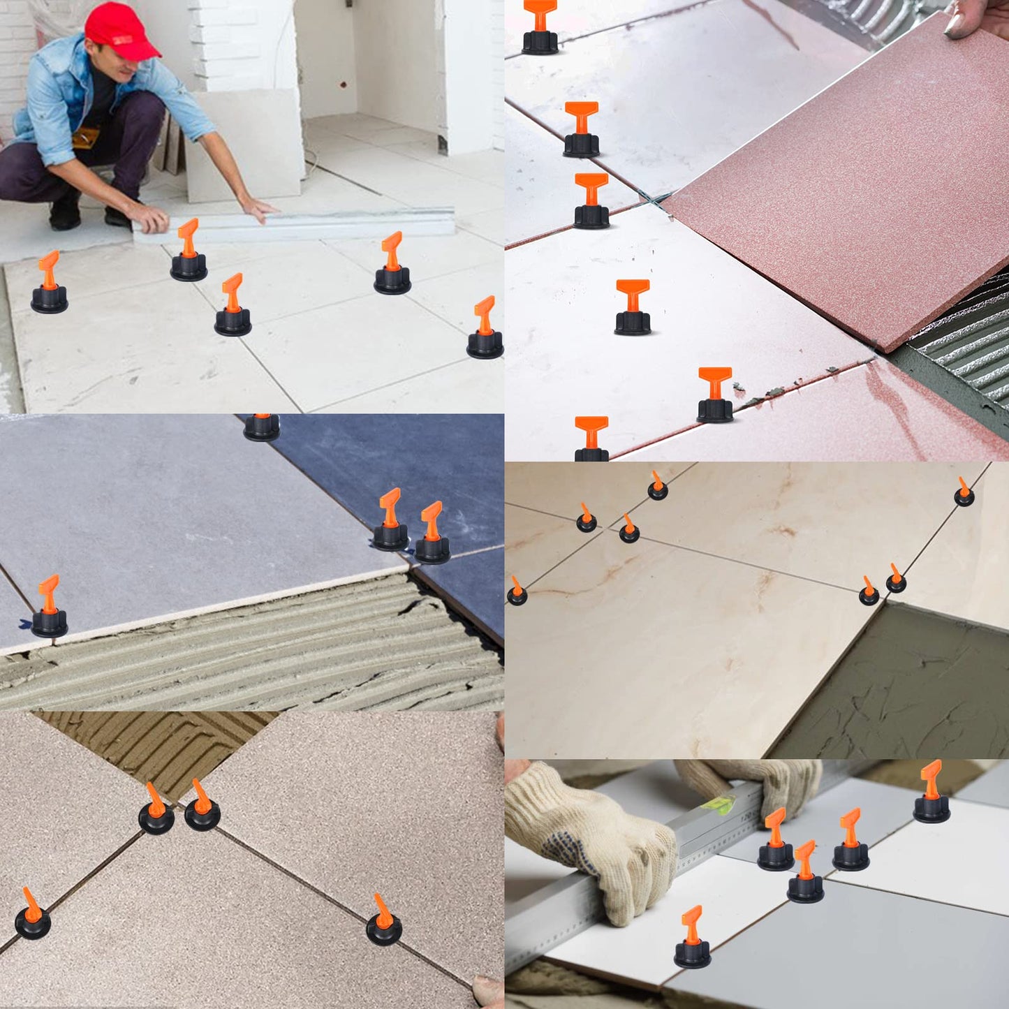 800pcs Tile Leveler Spacers and 4000PCS 3mm Tile Spacer, Reusable Tile Leveling System 1/16 Kit with 16pcs Special Wrench and 100pcs Steel Pins for Wall/Floor Tile Installation (800, 1/8)