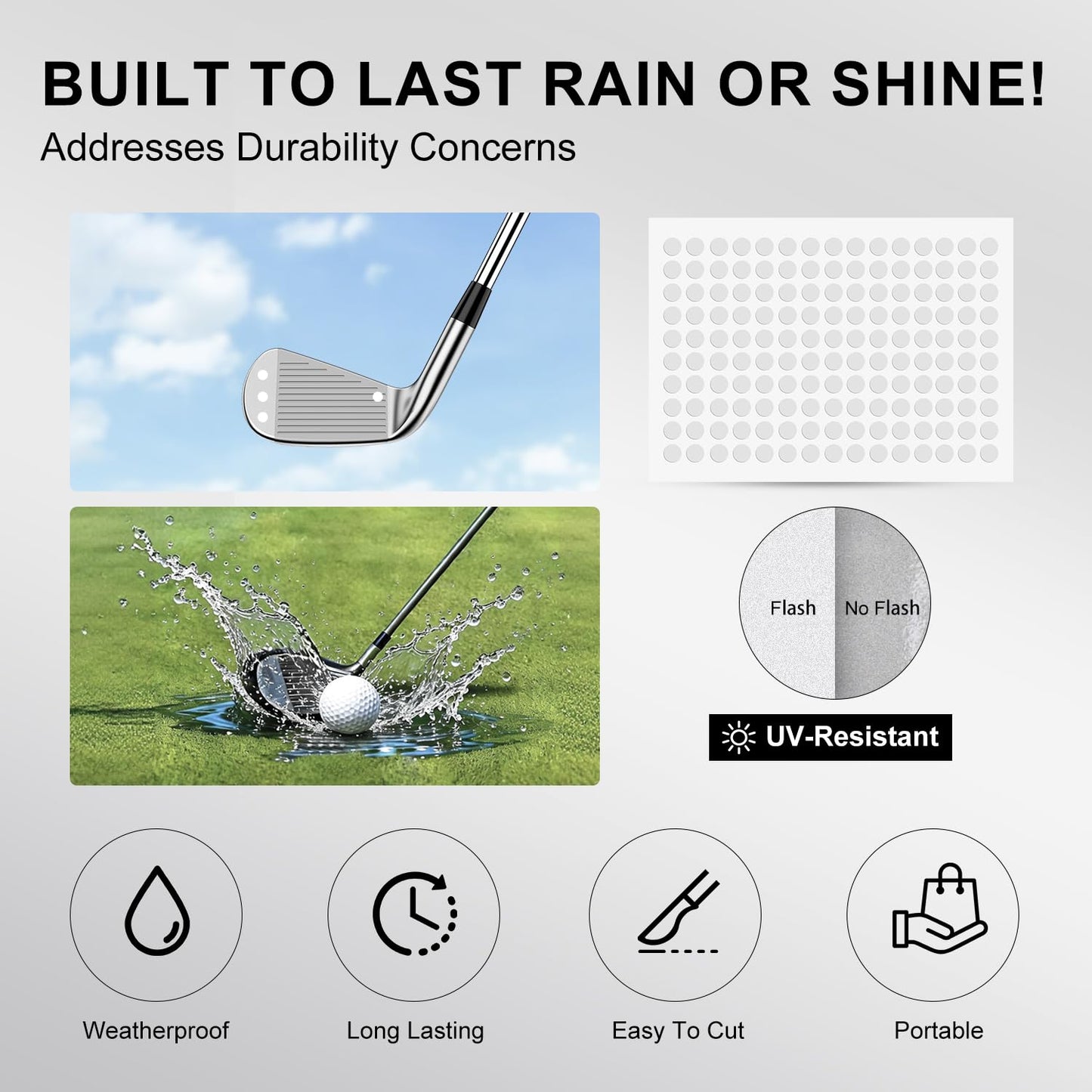 600 Dots 0.25" White Reflective Dot Stickers for Golf Club & Golf Ball, Weatherproof Golf Stickers with High-Reflective Glass Beads for Golf Launch Monitor & Golf Simulator & High-Speed Cameras