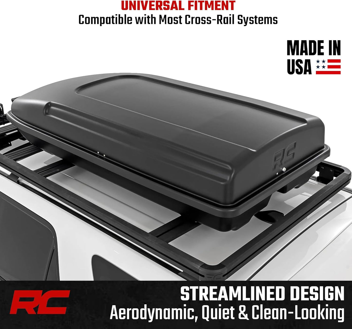 Rough Country Rooftop Cargo Box - 14.5 Cu Ft Hard Shell Storage Carrier | Lockable & Weatherproof