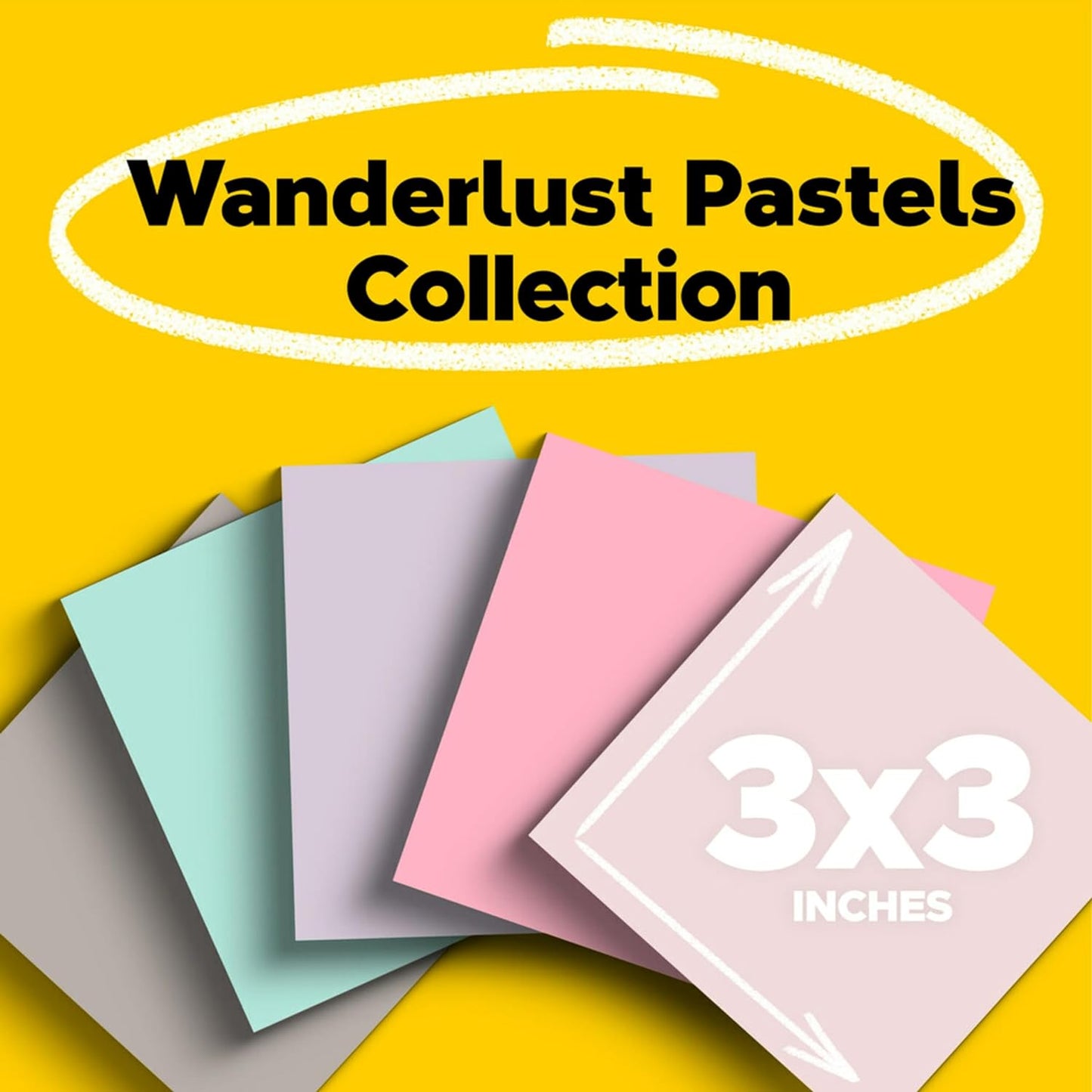 Post-it Super Sticky Notes | 100% Recycled Paper | 3 in. x 3 in. | 5 Pads in Wanderlust Pastels