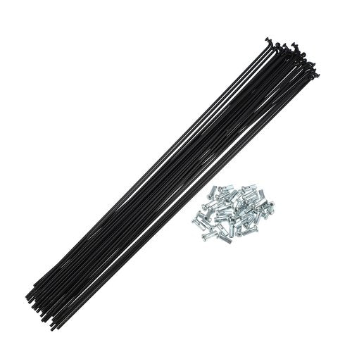 X AUTOHAUX 36 Pcs 14G J Bend 280mm x 2mm Bike Bicycle Spokes with Nipples Steel Black
