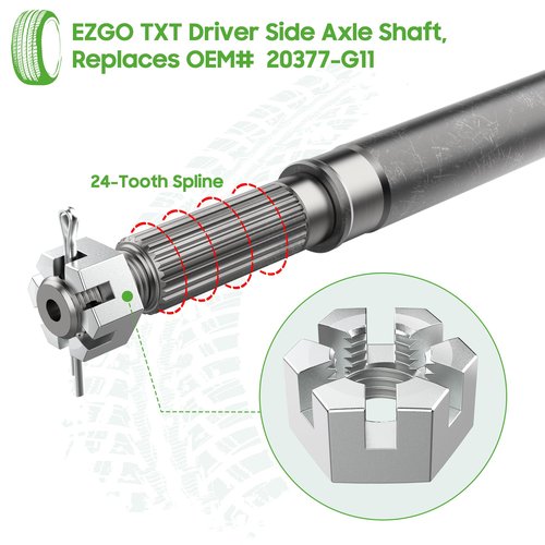 10L0L Golf Cart Driver Side Rear Axle Shaft with Bearing Seal Kit Fits EZGO TXT/Medalist Electric1994-2013,Replace OEM 20377G11
