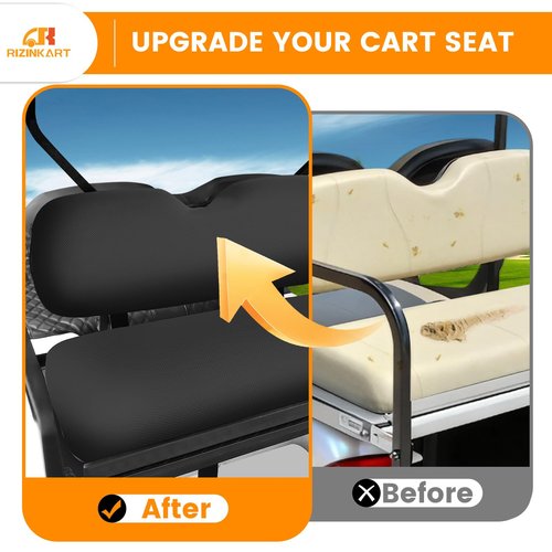 RIZINKART Universal Golf Cart Rear Seat Covers Fit for Club Car EZGO Yamaha Aftermarket Regular Back Seat Cushion，Durable Stretchy Breathable Washable Polyester Mesh Cloth