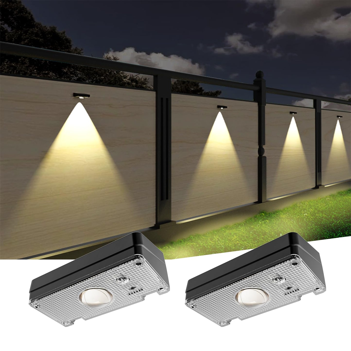 ZSYIQIXI Outdoor Solar Wall Lights, 10 Color Changing LED Spotlights, Warm White/Cool White/RGB, IP44 Waterproof, ABS Material, Solar Safety Lights for Gardens, Courtyards, and Terraces (Black-2P)
