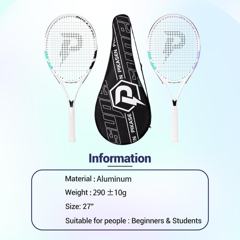 PIKASEN 27 Inch Tennis Rackets for Adult Recreational 2 Players Tennis Rackets Set with 2 Overgrips and 1 Tennis Bag. Perfect for Beginners and Students Training