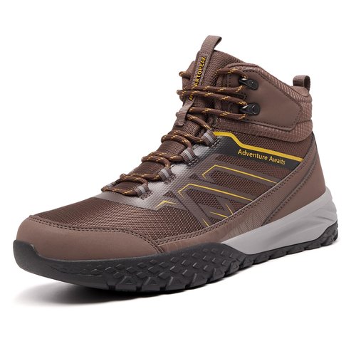 Men's Waterproof Hiking Boots - All-Terrain Breathable Ankle Support Trekking Shoes, Lightweight Anti-Slip Trail Boots for Backpacking, Camping & Technical Outdoor Adventures Brown/Tan/Orange Size 11