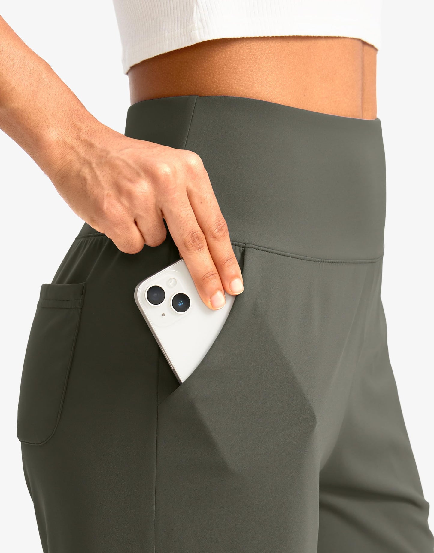 G Gradual Women's Bermuda Long Shorts with Pockets 7" High Waisted Knee Length Shorts for Women Walking Athletic Workout(Grey Sage-L7,3XL)
