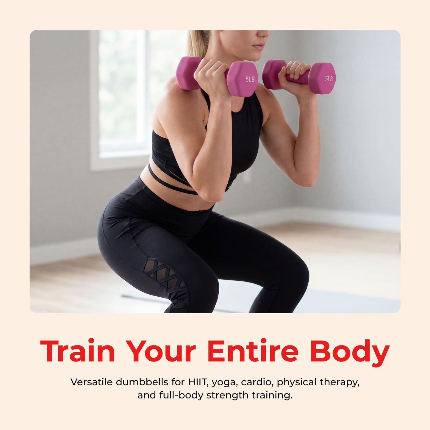 Sunny Health & Fitness Neoprene Dumbbell - 5 Lbs - Pair