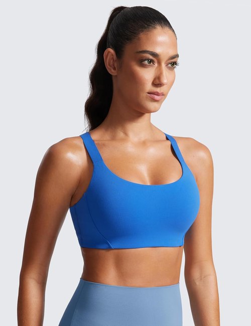 CRZ YOGA Women's Racerback Padded Sports Bra - Medium Impact, Adjustable Straps, Gym Workout Top