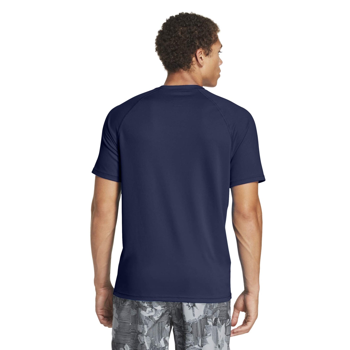 Speedo Men's Uv Swim Shirt Short Sleeve Regular Fit Solid Peacoat
