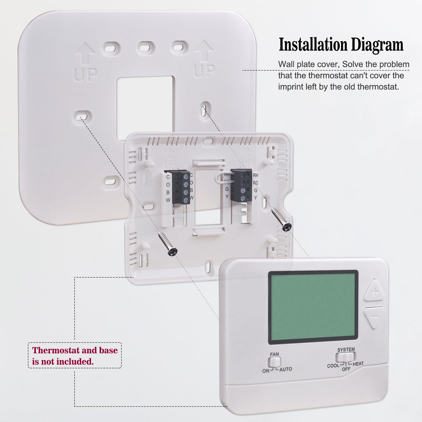 Heagstat Thermostat Wall Plate Cover - Conceal Imperfections and Beautify Your Wall (Off-White)