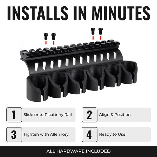 Gotical – Quick Detach Saddle Side 12 Gauge 6 Round Shell Holder Carrier Plate Carrier Kit Mossberg 500/590 Side Saddle & Durable (12 Gauge 6 Round Shell Holder)