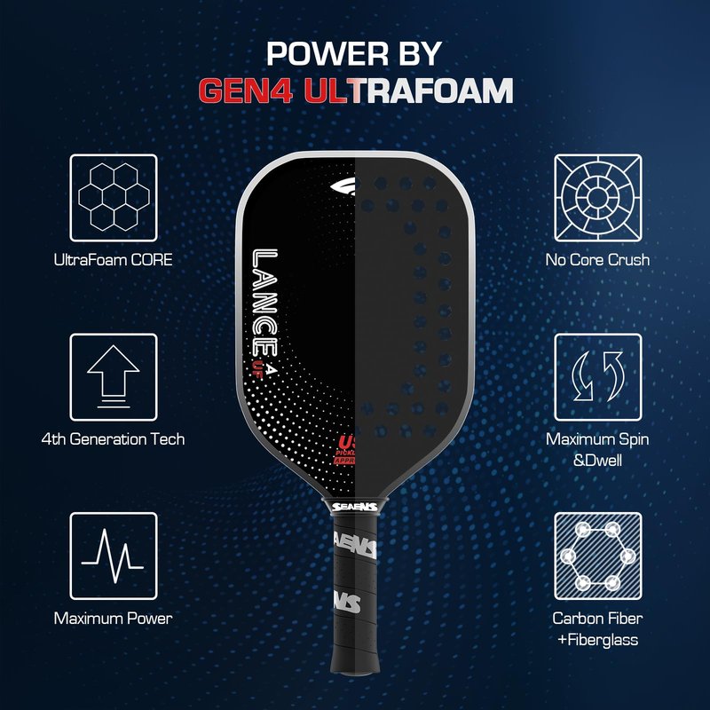 SEAENS Pickleball Paddles, USAP Approved, Five-Layer T700 Carbon Fiber, Gen 4 Pickleball Paddle with a 14mm 100% UltraFoam Core for Ultimate Spin & Consistency, Tournament Level Rackets