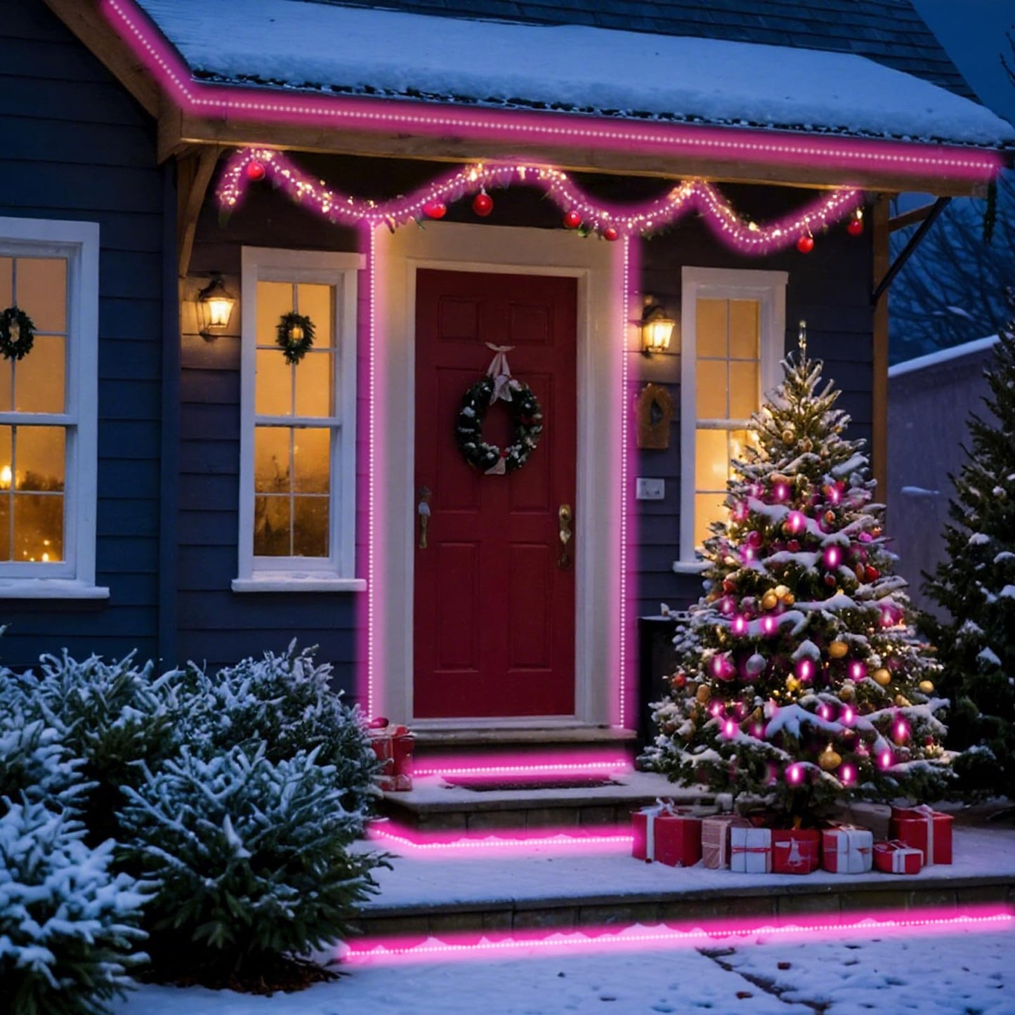 Pink Solar Rope Lights for Outside - 100 LED 33 FT Solar Powered String Lights Pink Fairy Light with 8 Lighting Modes, Outdoor Rope Light Waterproof for Christmas Wedding Garden Yard Party Home Decor