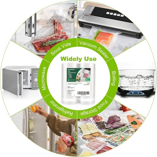 Bonsenkitchen Vacuum Sealer Bags - Heavy Duty BPA-Free Food Storage Rolls | 8" x 50' | Ideal for Sous Vide Cooking