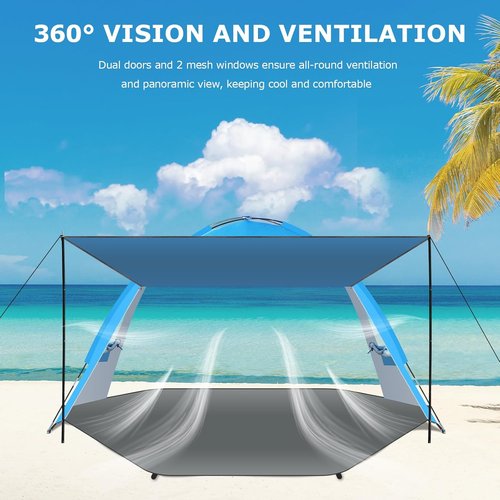 Gorich Beach Tent - Portable Sun Shelter with UPF 50+ UV Protection | Easy Setup for 3-8 People