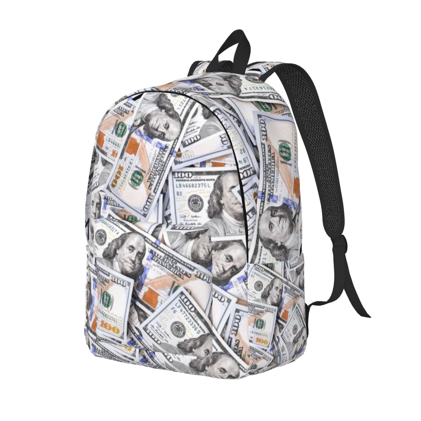 GVGOAGL Fun Money Dollar Novelty Backpack for Girls Boys Women Lightweight Canvas Bookbag Casual Daypack for Travel Outdoor Camping, 17 Inch