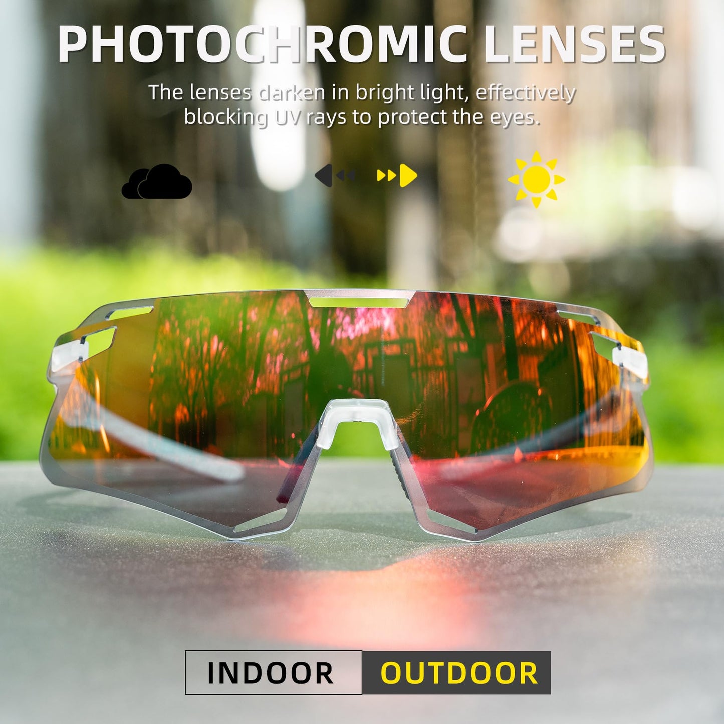 ROCKBROS Cycling Glasses Bike Photochromic Sunglasses for Men TR90 MTB Biking Sunglasses