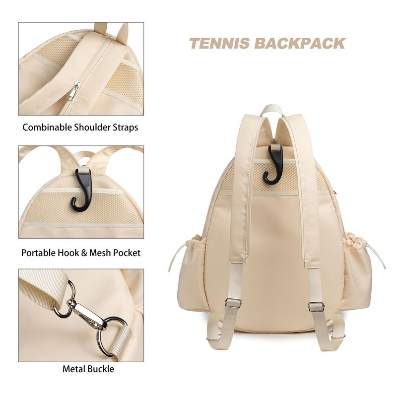 Fullishment Tennis Bag for Women Men,Quilted Tennis Sling Crossbody Backpack,Water Resistant 27'' Tennis Racket Bag with Wet Compartment,Pickleball Badminton Gear (Black)