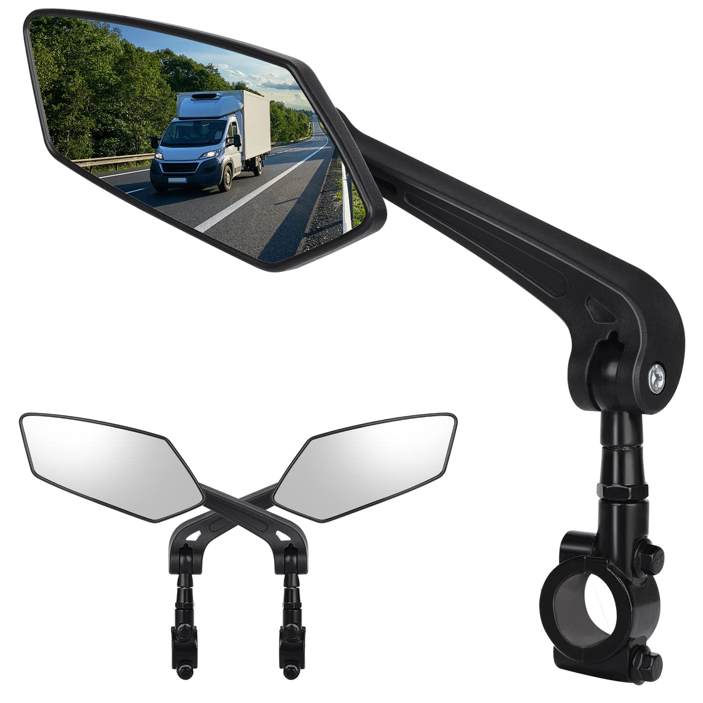Bike Mirror, Bicycle Mirrors of Handlebars Rotate Rearview Glass Lens, Safe Cycling Bike Rear View Mirror (Diamond)