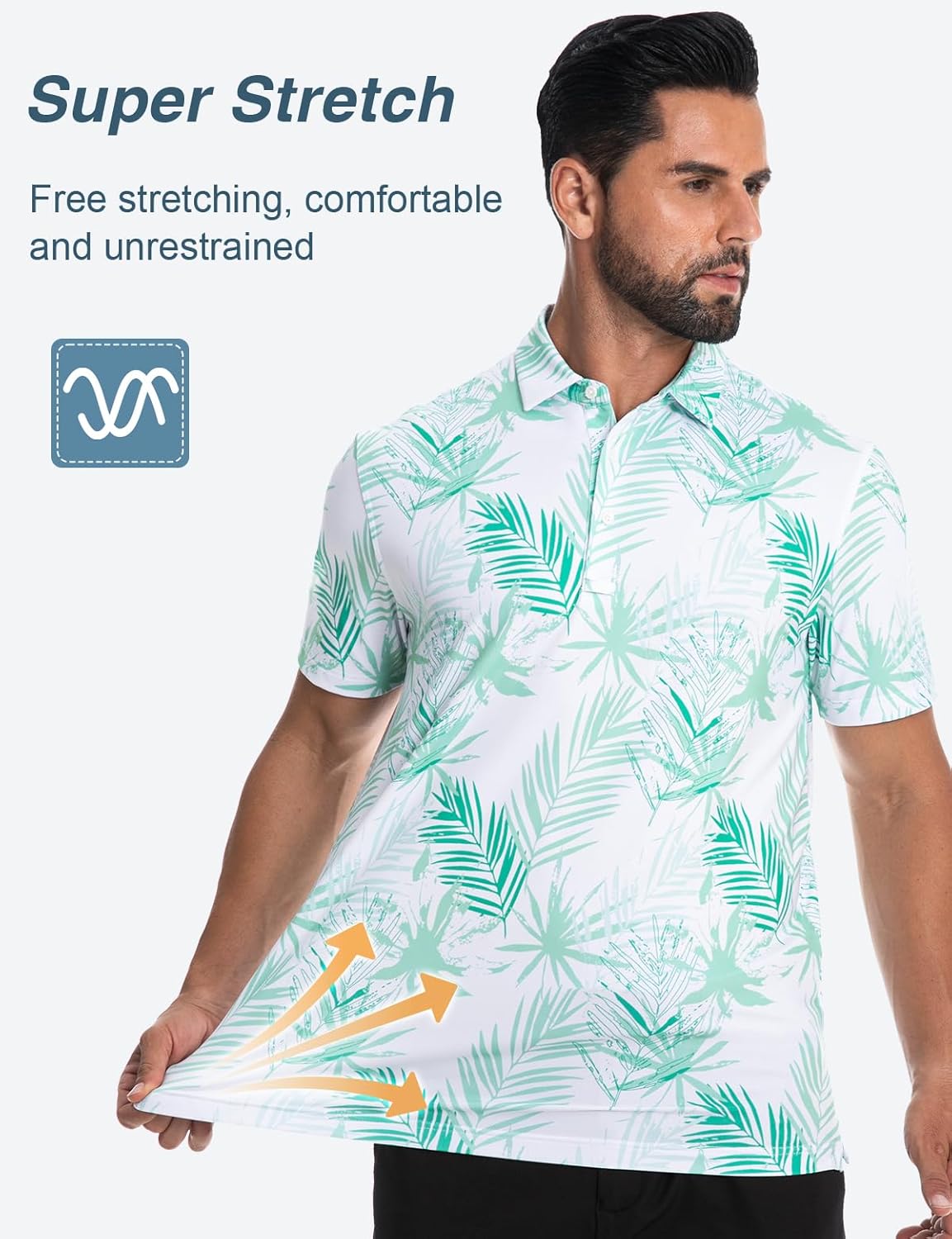 Skiennix Men's Golf Polo Shirt - Short Sleeve Dry Fit Performance with Moisture Wicking | Stylish Print Design