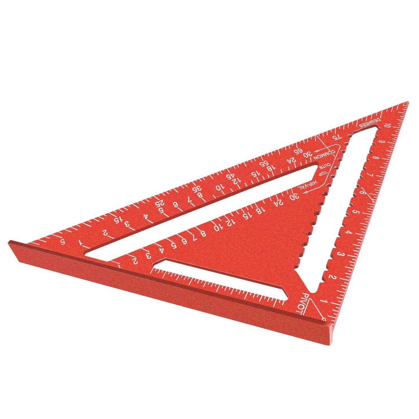 Beslands Aluminum 12-inch Rafter Square Carpenter Measuring Layout Tool Alloy Metal Triangle Ruler Imperial Protractor for Woodworking and Carpentry Red