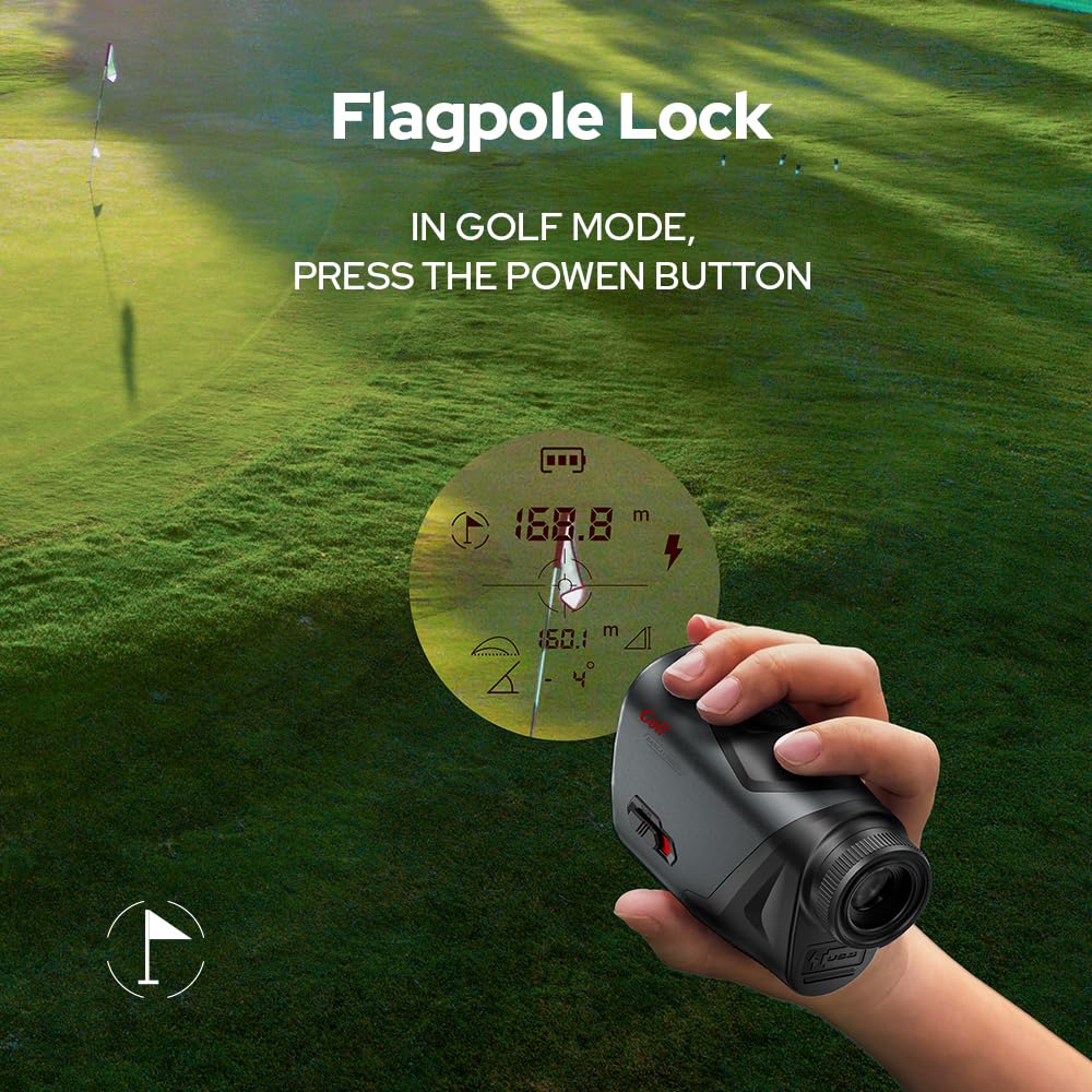APTGRF Golf Rangefinder with Slope and Pin Flagpole Lock Vibration, 1200 Yards Range Finder, External Slope Switch, Golf Tournament Legal, Rechargeable Battery, Magnetic Stripe, 6X Magnification-Grey