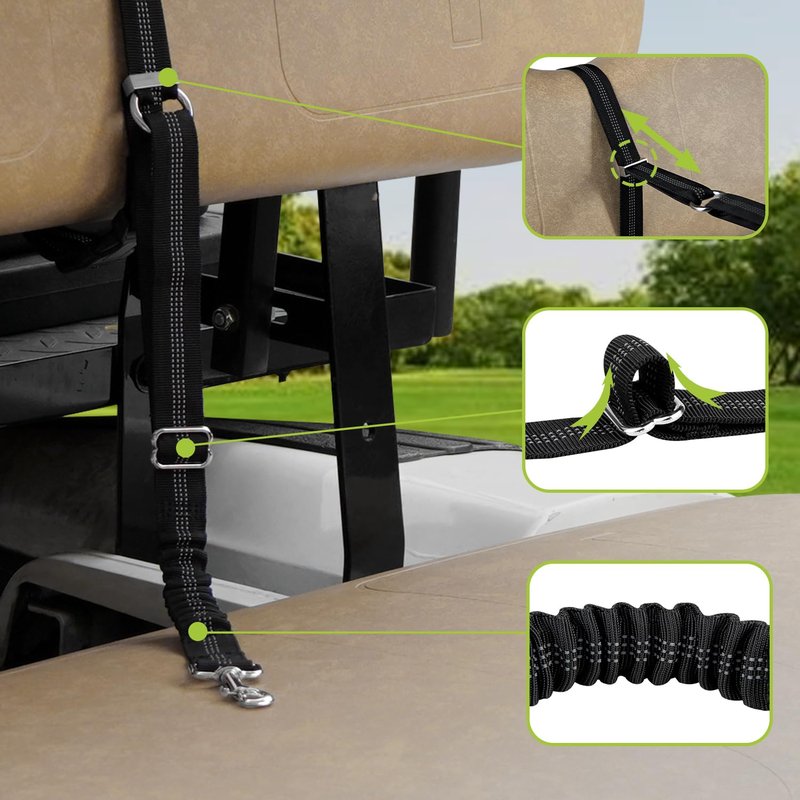 Golf Cart Dog Seat Leash, Pet Dog Seat Belt Harness for Golf Cart, with Adjustable Straps, Prevents Falls & Injuries, Black