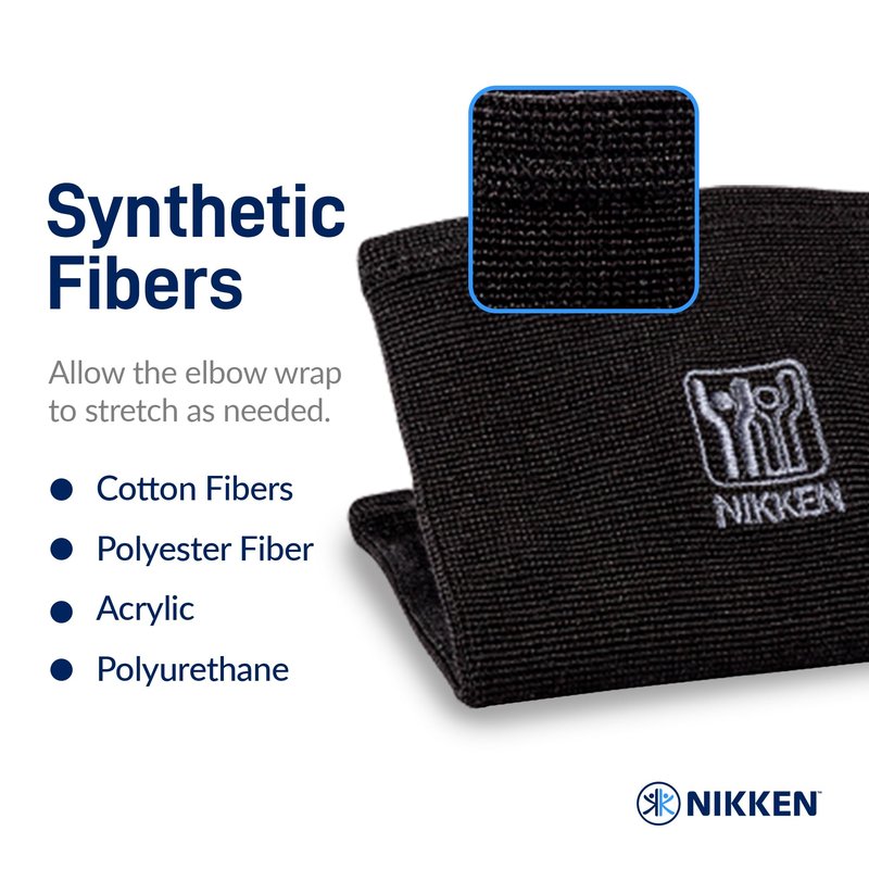 Nikken KenkoTherm - Knee Wrap Large 1834 - Black Stretch Support with Ceramic Reflective Fibers for Running, Weightlifting, Basketball - Men and Women